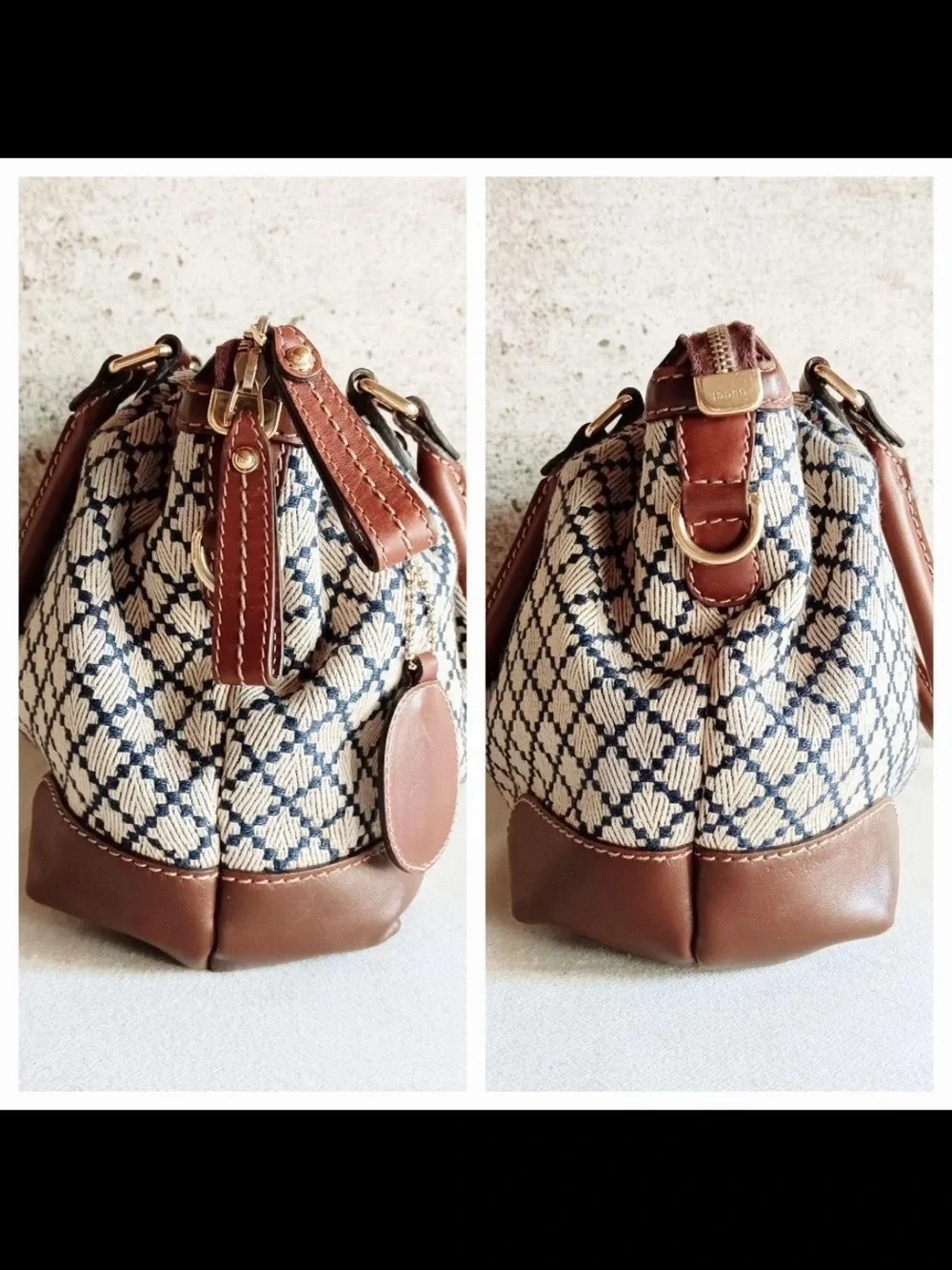 GUCCI Brown and Cream Patterned Top-Handle Bag